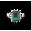 Image 1 : 14KT White Gold 3.07ct Emerald and Diamond Ring