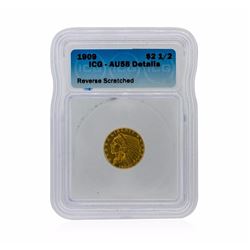 1909 ICG AU58 Indian $2.50 Quarter Eagle Gold Coin