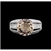 Image 1 : 3.54ct Morganite and Diamond Ring - 18KT White Gold