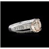 Image 2 : 3.54ct Morganite and Diamond Ring - 18KT White Gold