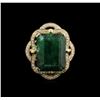 Image 1 : 18.28ct Emerald and Diamond Ring - 14KT Yellow Gold