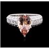 Image 1 : 14KT White Gold 3.00ct Morganite and Diamond Ring