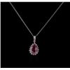 Image 1 : 14KT White Gold 1.63ct Pink Topaz and Diamond Pendant With Chain