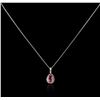 Image 2 : 14KT White Gold 1.63ct Pink Topaz and Diamond Pendant With Chain