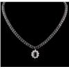 Image 1 : 63.79ctw Blue Sapphire and Diamond Necklace - 14KT White Gold