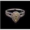 Image 1 : 1.42ctw Light Yellow Diamond Ring - 14KT White Gold