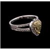 Image 2 : 1.42ctw Light Yellow Diamond Ring - 14KT White Gold