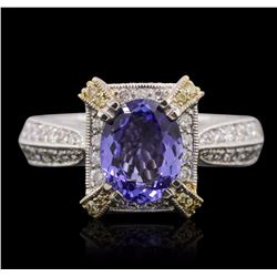 18KT Two-Tone Gold 1.69ct Tanzanite and Diamond Ring