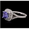Image 2 : 14KT White Gold 1.47ct Tanzanite and Diamond Ring