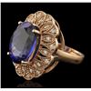 Image 2 : 14KT Rose Gold 11.28ct Tanzanite and Diamond Ring