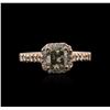 Image 1 : 14KT Rose Gold 1.42ctw Fancy Green Diamond Ring