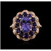 Image 1 : 14KT Rose Gold 2.75ct Tanzanite, Sapphire and Diamond Ring
