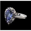 Image 2 : 14KT White Gold 3.86ct Tanzanite, Sapphire and Diamond Ring