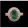 Image 1 : 2.72ct Emerald and Diamond Ring - 14KT Rose Gold