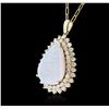 Image 3 : 14KT Yellow Gold 13.37ct Opal and Diamond Pendant With Chain