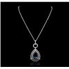 Image 1 : 14KT White Gold 29.77ct Blue Topaz and Diamond Pendant With Chain