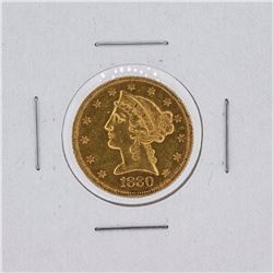 1880 $5 AU Liberty Head Half Eagle Gold Coin