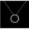 Image 1 : 0.20ctw Diamond Circle Pendant With Chain - 14KT White Gold