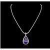 Image 1 : 14-18KT White Gold 36.63ct Tanzanite and Diamond Pendant With Chain