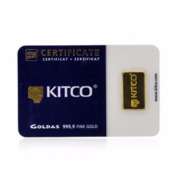 5 Gram Gold Bar - KITCO Certified 999.9 Fine Gold