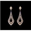 Image 1 : 4.48ctw Blue Sapphire and Diamond Earrings - 18KT Rose Gold