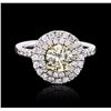 Image 2 : GIA Certified 14KT White Gold 1.00ct Yellow Diamond Ring