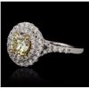 Image 3 : GIA Certified 14KT White Gold 1.00ct Yellow Diamond Ring