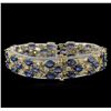 Image 2 : 37.44ctw Blue Sapphire and Diamond Bracelet - 14KT Yellow Gold