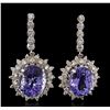 Image 1 : 14.78ctw Tanzanite and Diamond Earrings - 14KT White Gold