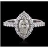 Image 1 : 14KT White Gold 1.83ctw Marquise Cut Diamond Ring
