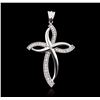 Image 1 : 14KT White Gold 0.58ctw Diamond Cross Pendant