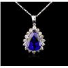 Image 2 : 14KT White Gold GIA Certified 16.01ct Tanzanite and Diamond Pendant With Chain