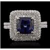 Image 1 : 14KT White Gold 2.90ct Sapphire and Diamond Ring