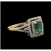 Image 2 : 1.00ct Emerald and Diamond Ring - 14KT Yellow Gold