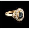 Image 2 : 14KT Yellow Gold 1.00ct Sapphire and Diamond Ring