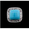 Image 1 : 14KT White Gold 7.27ct Turquoise Ring