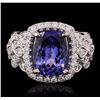 Image 1 : 14KT White Gold 4.23ct Tanzanite and Diamond Ring
