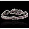 Image 2 : Platinum 4.98ctw Diamond and Ruby Bracelet