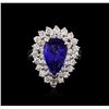 Image 1 : 14KT White Gold 3.11ct Tanzanite and Diamond Ring