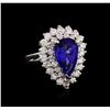 Image 2 : 14KT White Gold 3.11ct Tanzanite and Diamond Ring