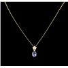 Image 1 : 2.92ct Tanzanite and Diamond Pendant With Chain -  14KT Yellow Gold