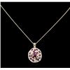 Image 1 : 14KT Yellow Gold 5.71ctw Ruby and Diamond Pendant With Chain