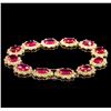 Image 2 : 26.51ctw Ruby and Diamond Bracelet - 14KT Yellow Gold