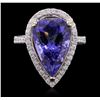 Image 1 : 14KT Two-Tone Gold 9.41ct GIA Certified Tanzanite and Diamond Ring
