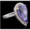 Image 2 : 14KT Two-Tone Gold 9.41ct GIA Certified Tanzanite and Diamond Ring