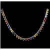 Image 2 : 33.50ctw Multi Color Sapphire Necklace - 14KT White Gold