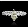Image 1 : 14KT White Gold 1.82ctw Marquise Cut Diamond Ring