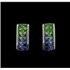 Image 1 : 2.40ctw Blue and Green Sapphire Earrings - 14KT White Gold