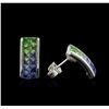 Image 2 : 2.40ctw Blue and Green Sapphire Earrings - 14KT White Gold