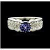 Image 1 : 14KT White Gold 0.85ct Tanzanite and Diamond Ring